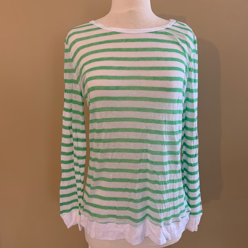 green striped long sleeve shirt